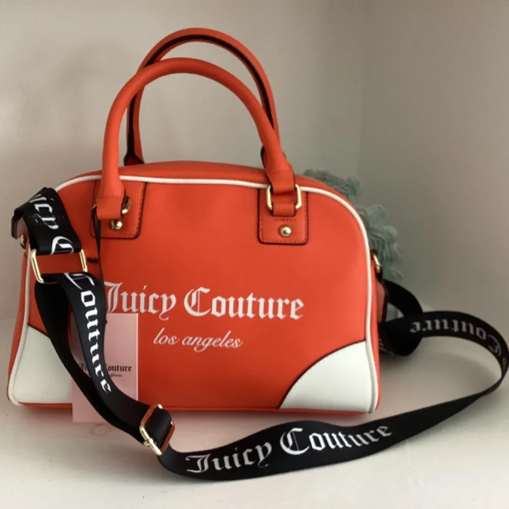 REDUCED Juicy Couture Fashionista Sports Bowler Satchel Crossbody Orange & White